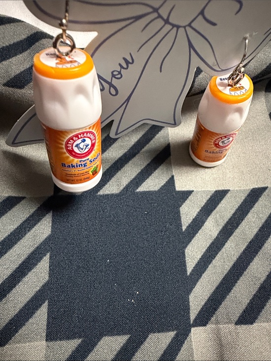 Handmade Jewelry - Arm & Hammer Baking Soda Bottle Earrings -have some weight